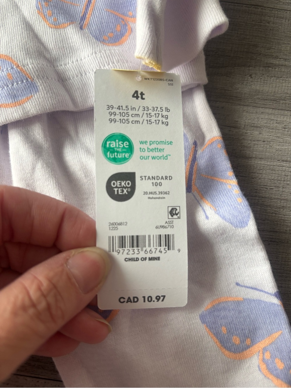 Carter's Lavender Butterfly Pajama Set. Various sizes, 100% cotton - Picture 2 of 7